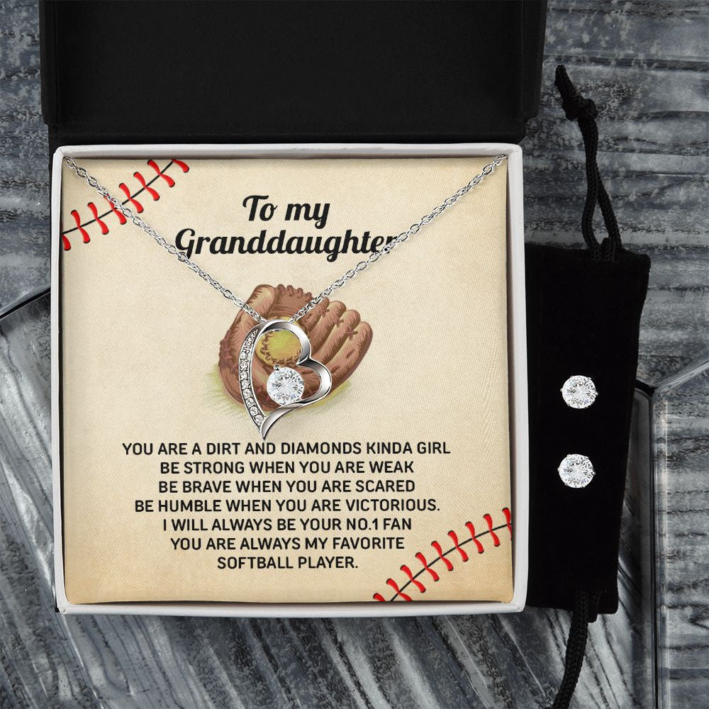 Granddaughter Necklace, To My Softball Player You Are Always My Favorite Forever Love Necklace Set Gift For Granddaughter