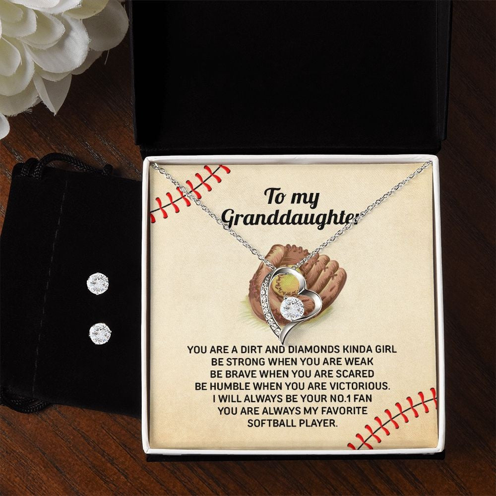 Granddaughter Necklace, To My Softball Player You Are Always My Favorite Forever Love Necklace Set Gift For Granddaughter