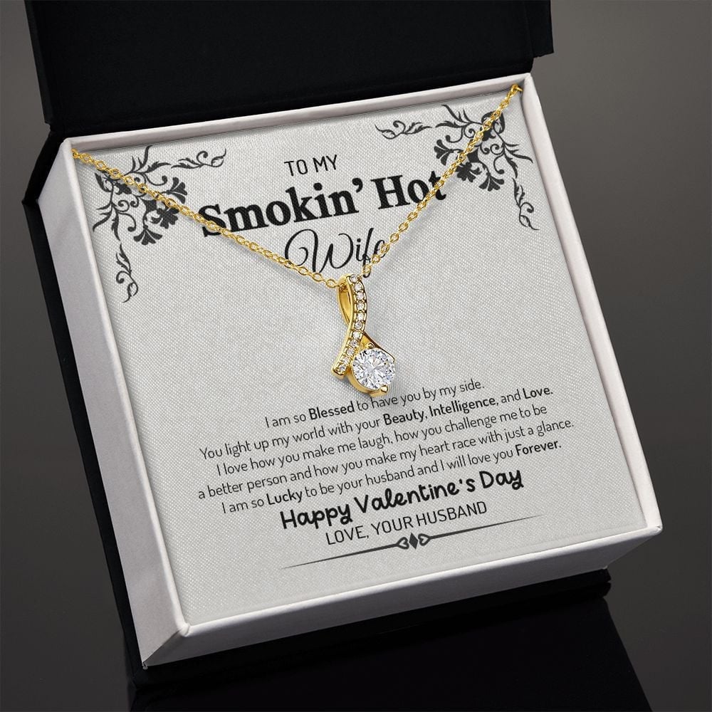 Wife Necklace, To My Smoking Hot Wife You Light Of My World Love Messages Alluring Beauty Gold Necklace To My Wife
