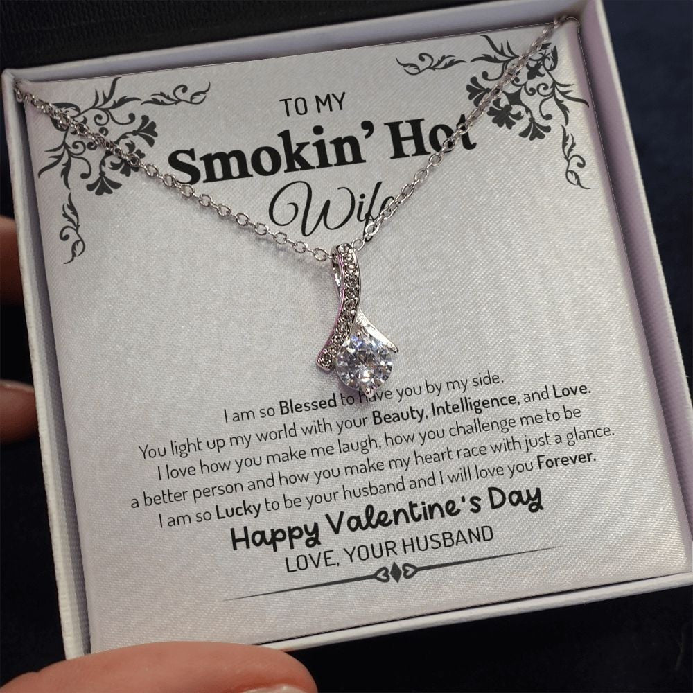 Wife Necklace, To My Smoking Hot Wife You Light Of My World Love Messages Alluring Beauty Gold Necklace To My Wife