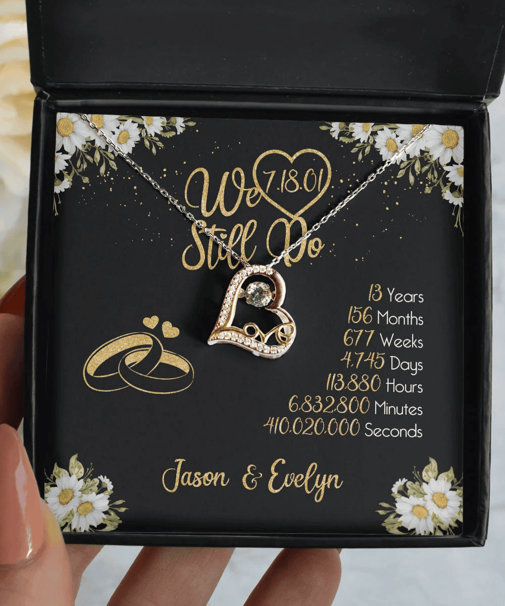 Lace Anniversary Gifts For Her We Still Do 13 Year Wedding Anniversary Gift Custom Name And Date Love Dancing Necklace 