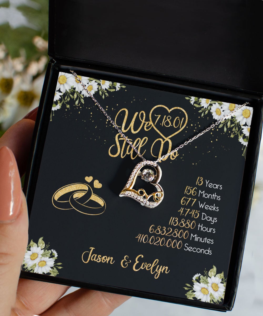 Lace Anniversary Gifts For Her We Still Do 13 Year Wedding Anniversary Gift Custom Name And Date Love Dancing Necklace 