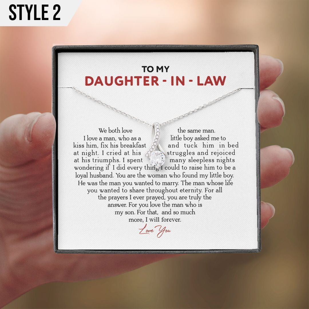 To My Daughter In Law Alluring Beauty Necklace We Both Love The Same Man Personalized Gift For Daughter In Law