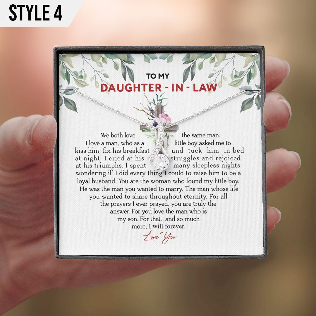 To My Daughter In Law Alluring Beauty Necklace We Both Love The Same Man Personalized Gift For Daughter In Law