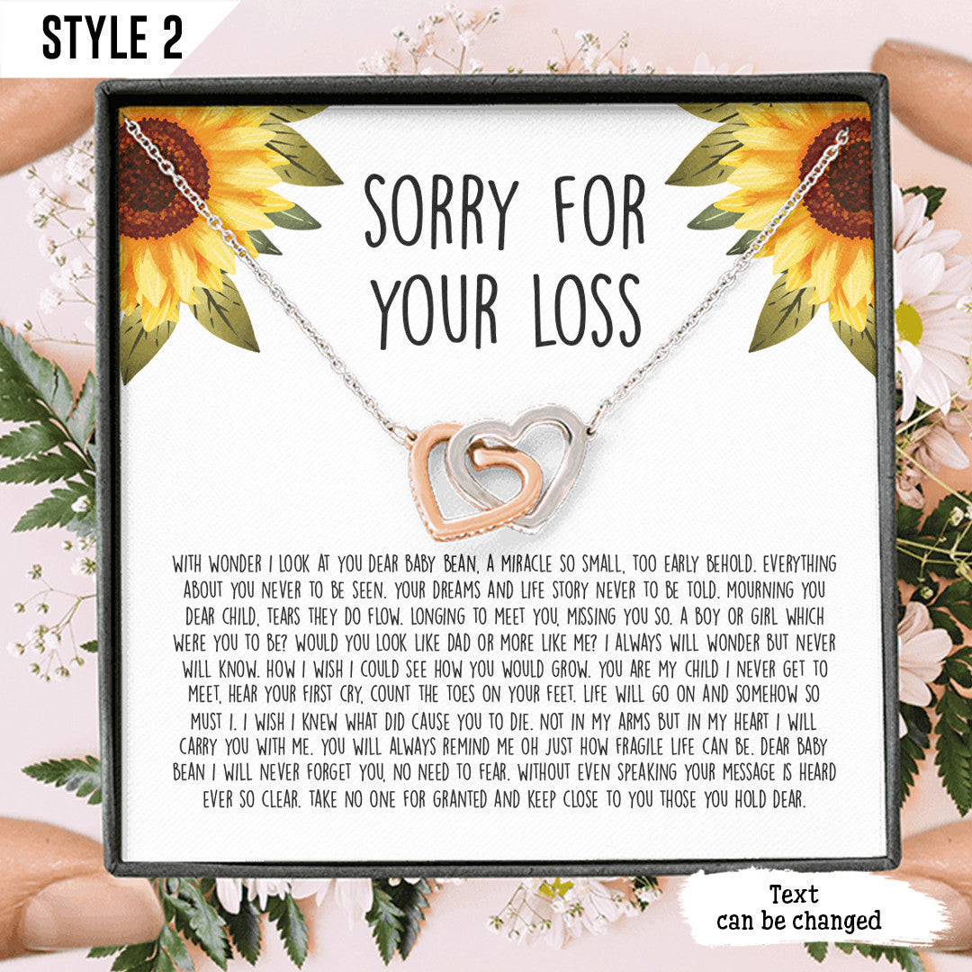 Angel Baby Interlocking Hearts Necklace For Mom Sorry For Your Loss Personalized Miscarriage Gift Pregnancy Loss Gift