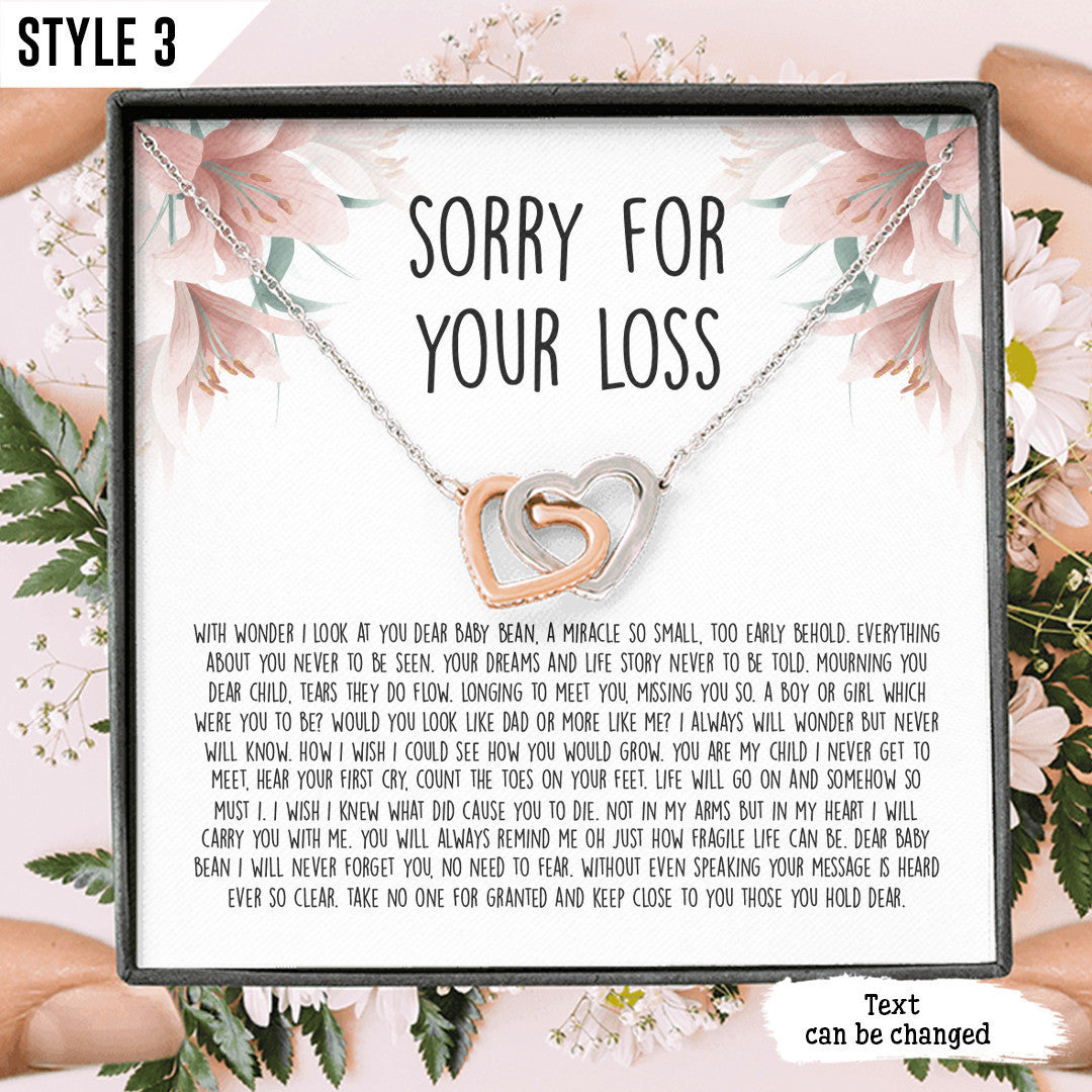 Angel Baby Interlocking Hearts Necklace For Mom Sorry For Your Loss Personalized Miscarriage Gift Pregnancy Loss Gift