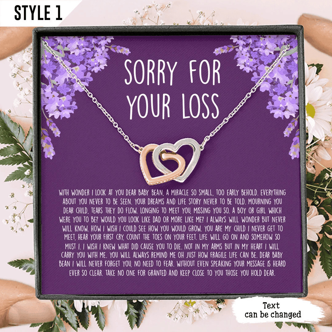 Angel Baby Interlocking Hearts Necklace For Mom Sorry For Your Loss Personalized Miscarriage Gift Pregnancy Loss Gift