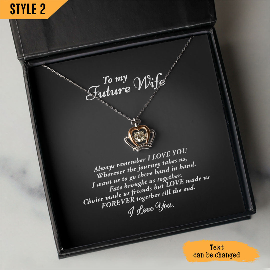 To My Wife Crown Pendant Necklace Always Rememver I Love You Personalized Gift For Wife