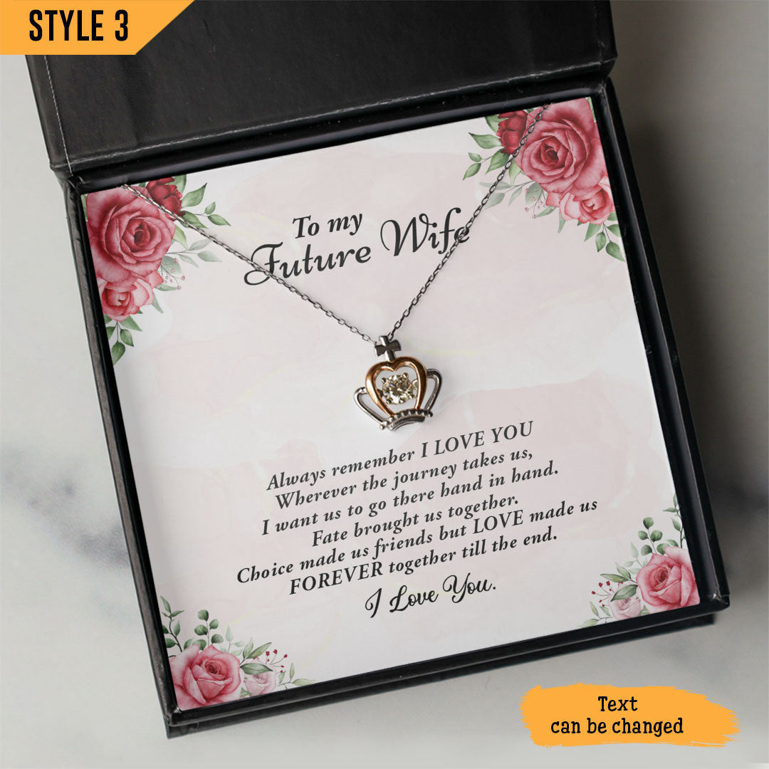 To My Wife Crown Pendant Necklace Always Rememver I Love You Personalized Gift For Wife