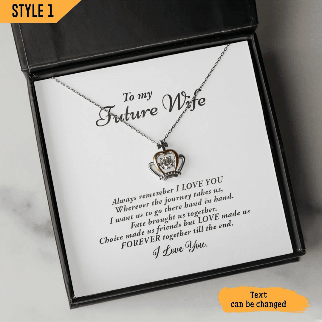 To My Wife Crown Pendant Necklace Always Rememver I Love You Personalized Gift For Wife