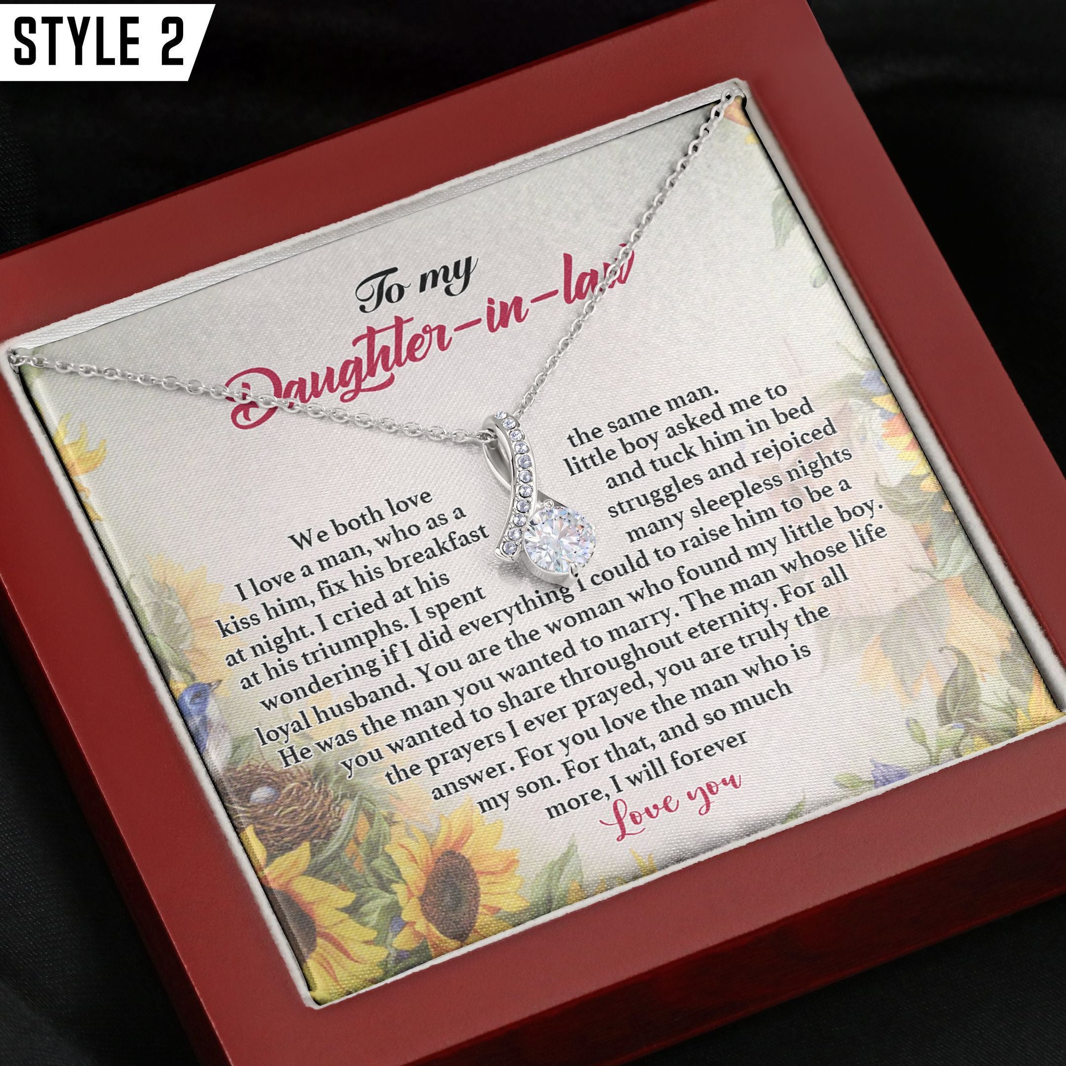 To My Daughter In Law Alluring Beauty Necklace We Both Love The Same Man Roses Background Personalized Gift For Daughter In Law