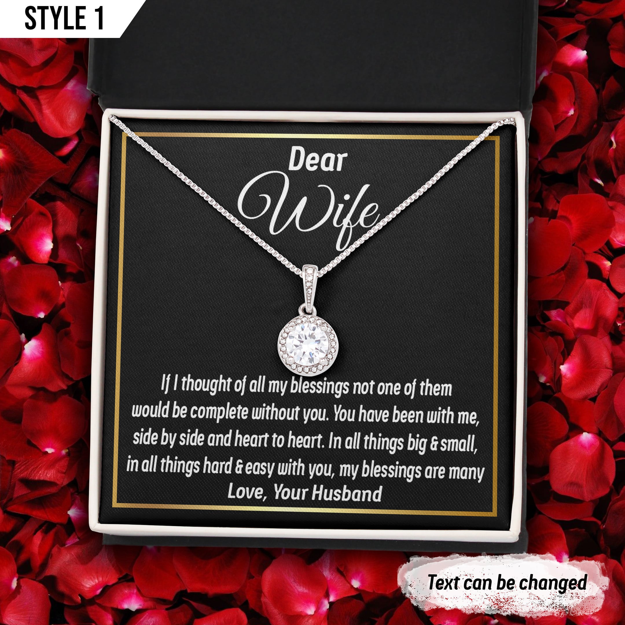 To My Wife Eternal Hope Necklace If I Thought Of All My Blessings Not One Of Them Would Be Complete Without You Personalized Gift For Wife