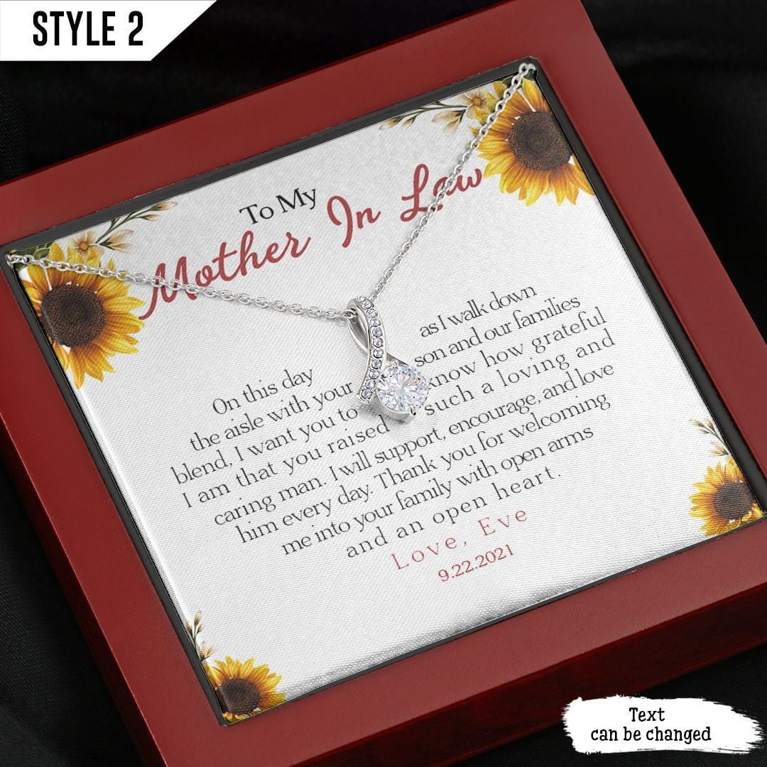 To My Mother In Law Alluring Beauty Necklace On This Day As I Walk Down The Aisle With Your Son Personalized Gift For Mother In Law
