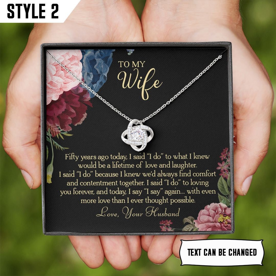To My Wife Love Knot Necklace On Our 50th Anniversary Personalized Gift For Wife