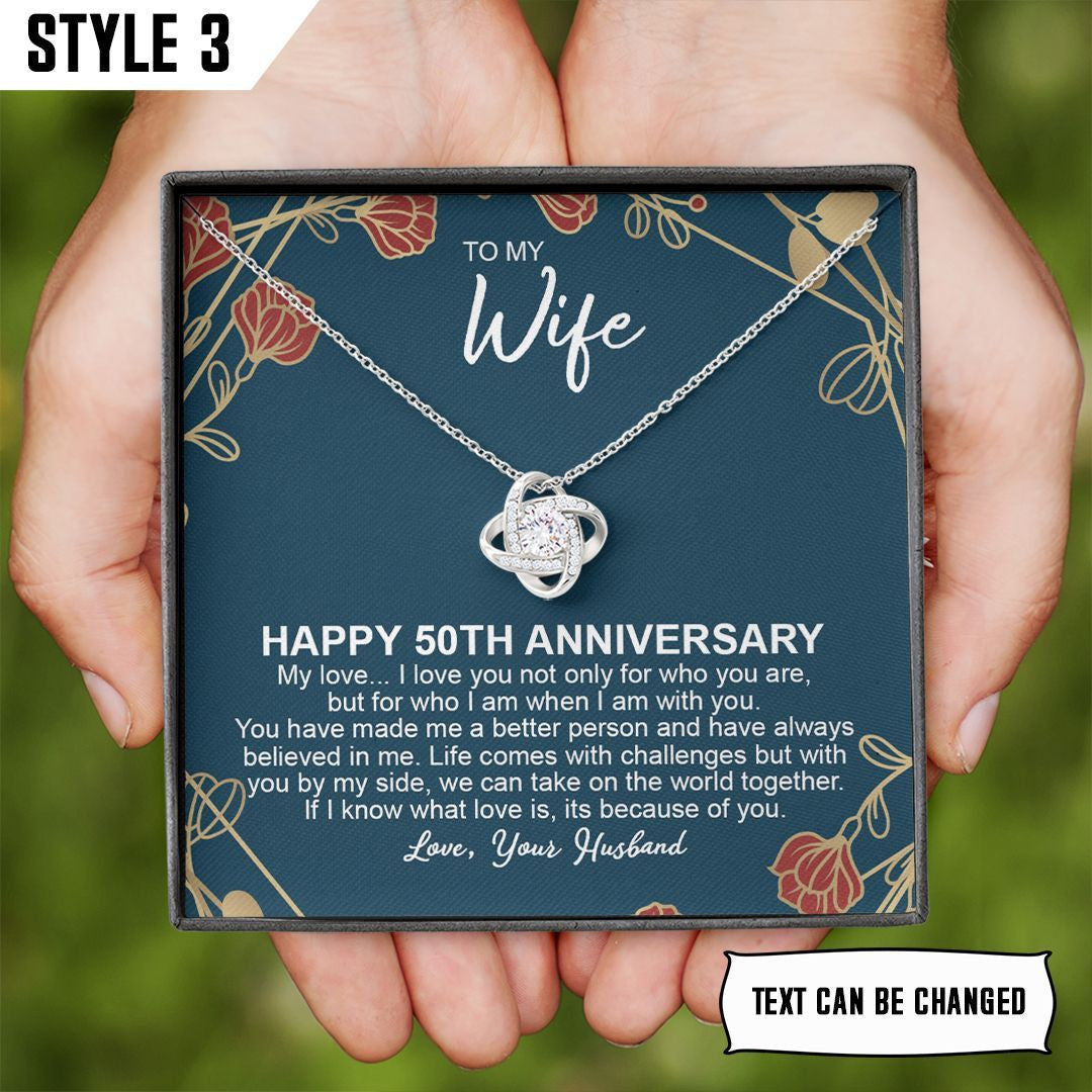 To My Wife Love Knot Necklace On Our 50th Anniversary Personalized Gift For Wife