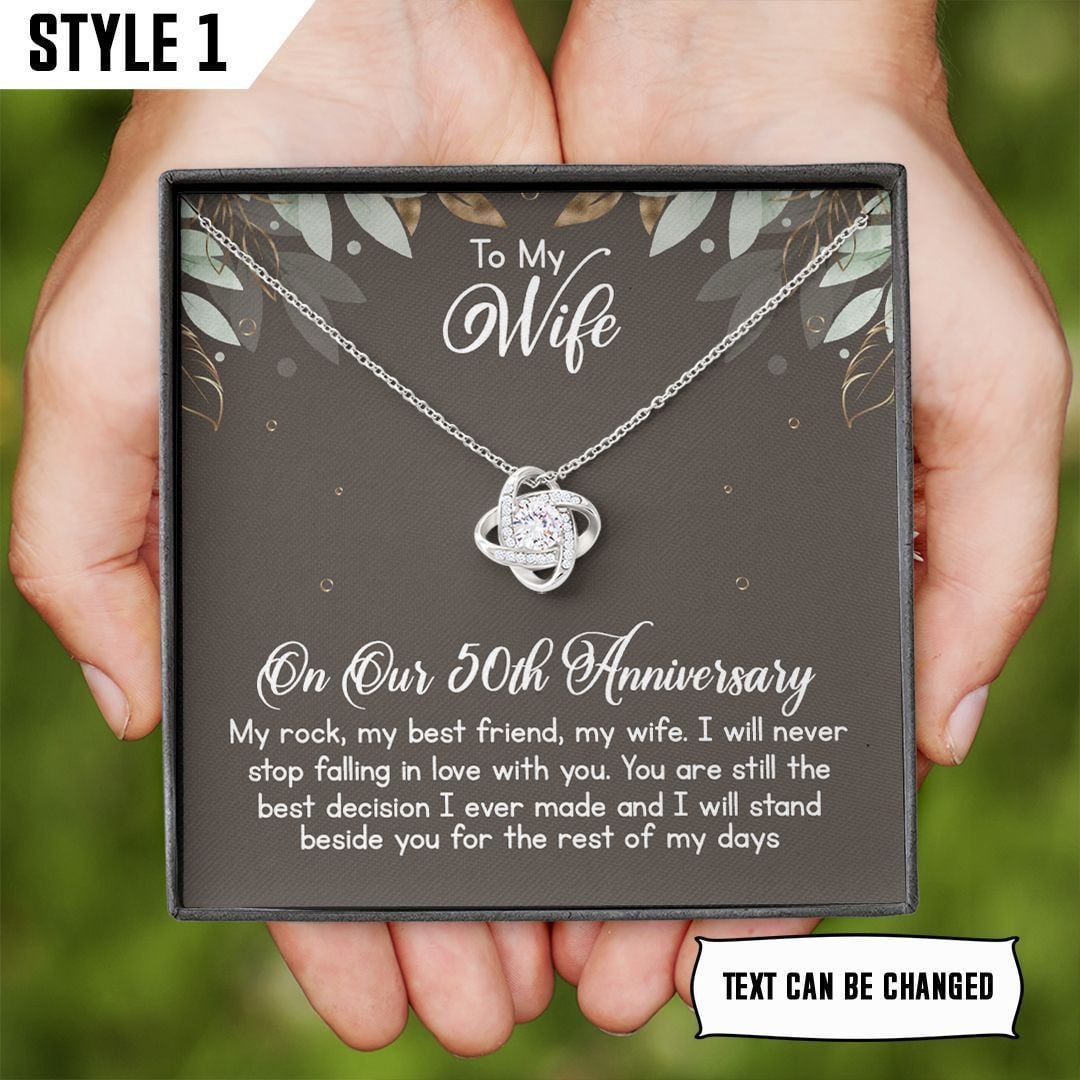 To My Wife Love Knot Necklace On Our 50th Anniversary Personalized Gift For Wife