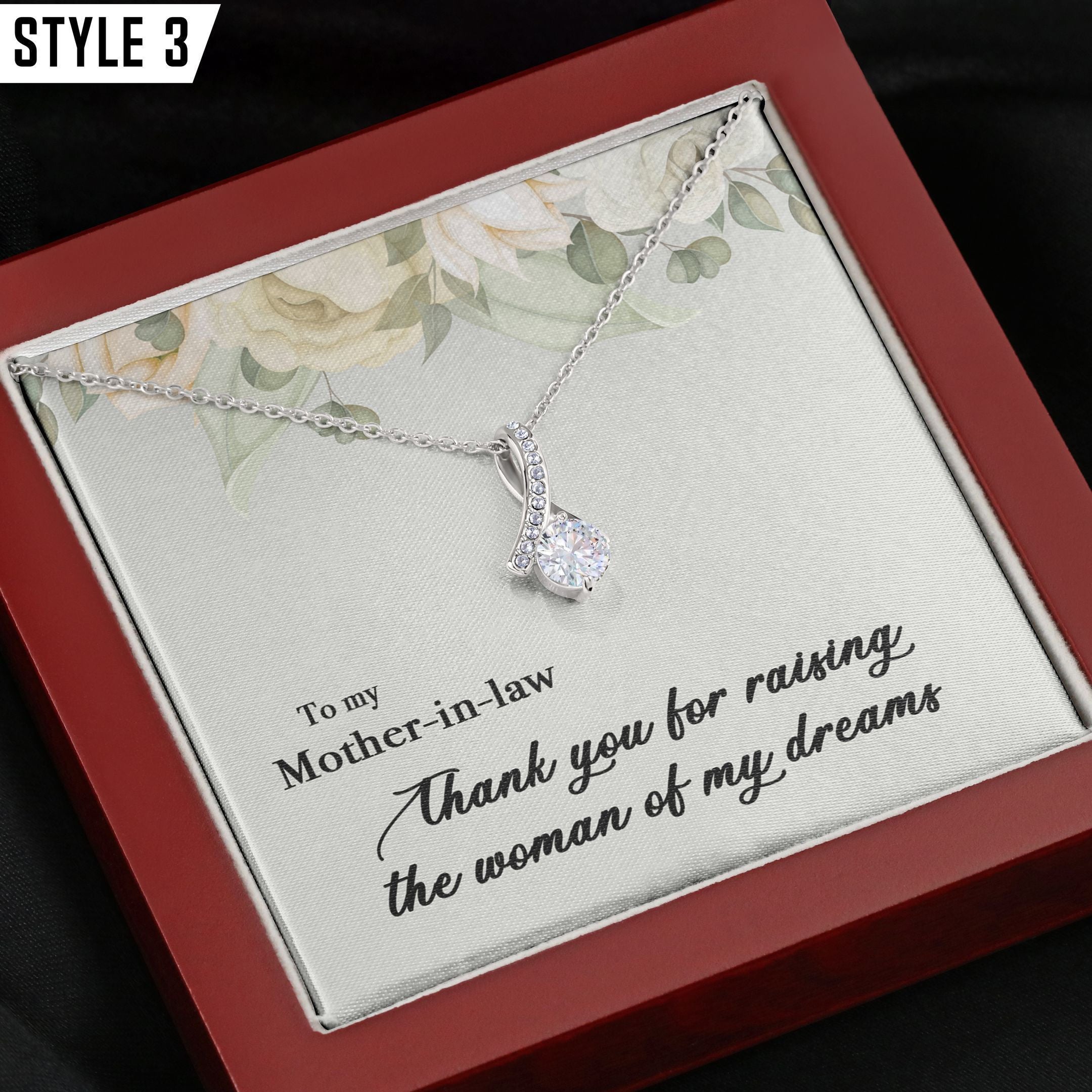 To My Mother In Law Alluring Beauty Necklace Thank You For Raising The Woman Of My Dreams Personalized Gift For Mother In Law