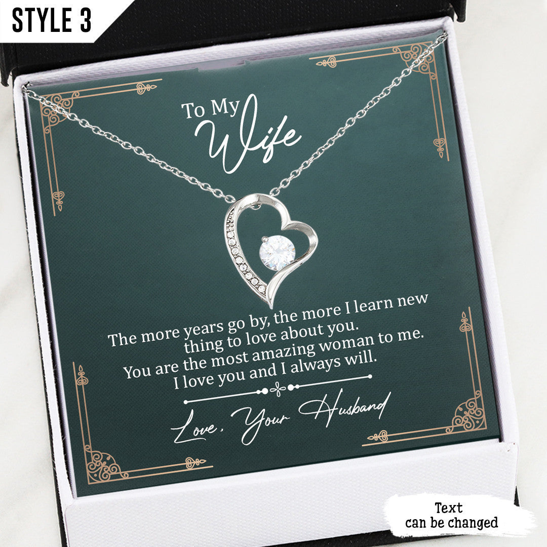 To My Wife Love Knot Necklace The More Years Go By The More I Learn New Thing To Love About You Personalized Gift For Wife