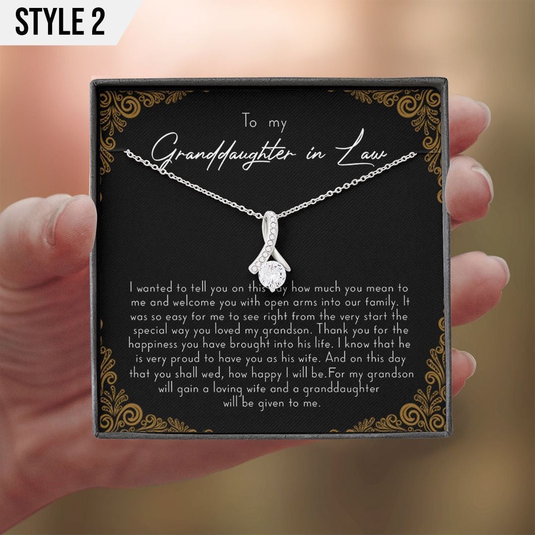 To My Granddaughter In Law Alluring Beauty Necklace Welcome You With Open Arms Into Our Family Personalized Gift For Bride