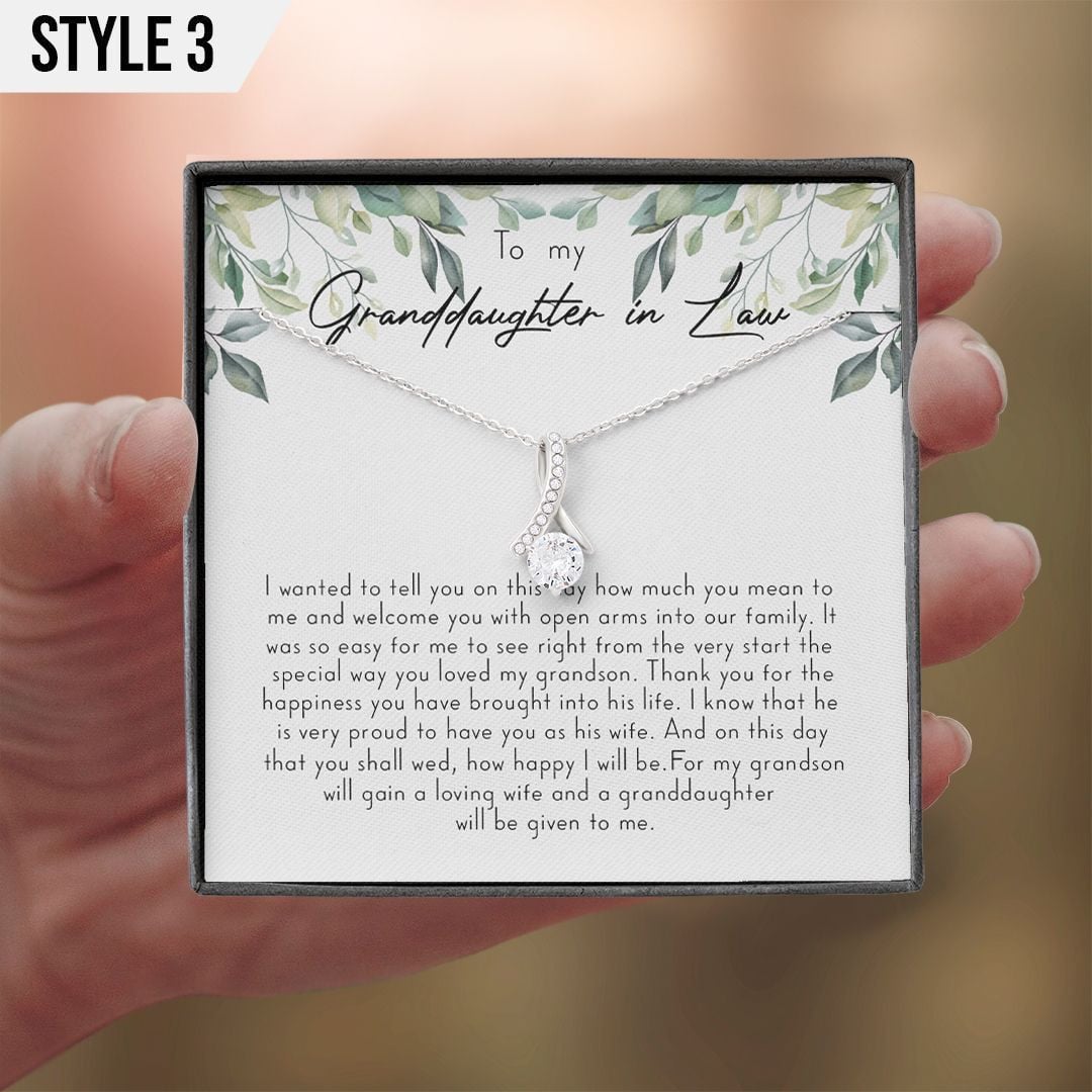 To My Granddaughter In Law Alluring Beauty Necklace Welcome You With Open Arms Into Our Family Personalized Gift For Bride