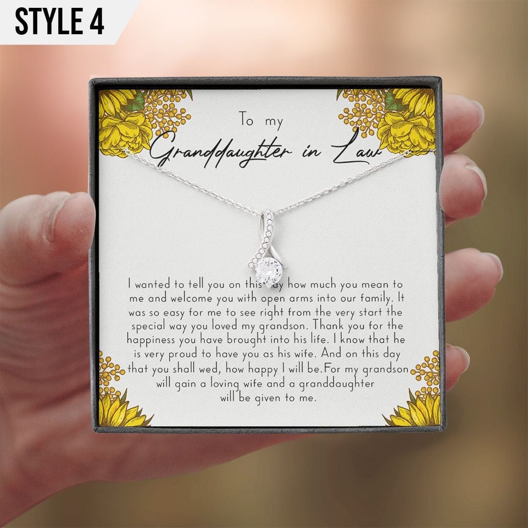 To My Granddaughter In Law Alluring Beauty Necklace Welcome You With Open Arms Into Our Family Personalized Gift For Bride