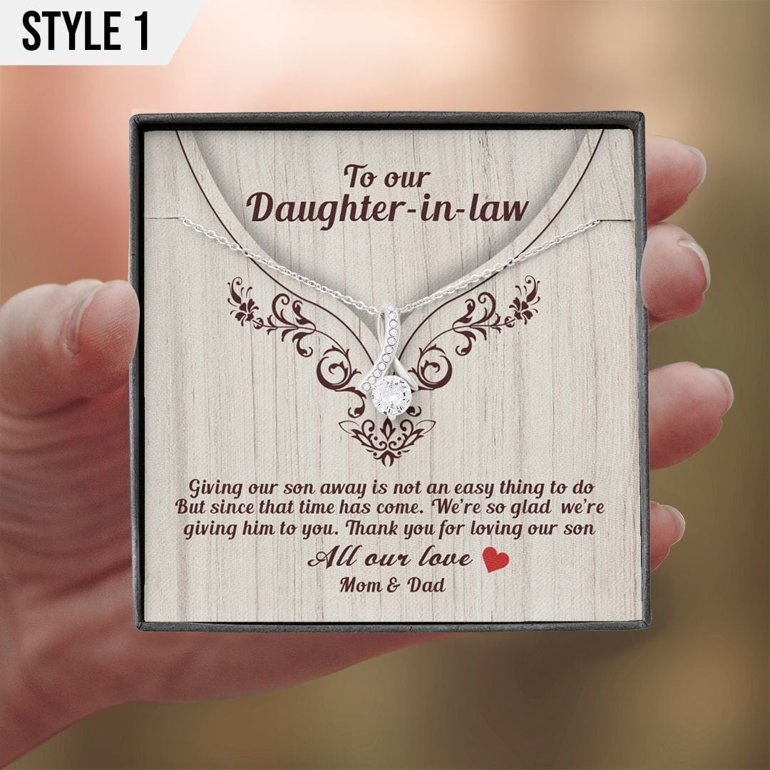 To My Daughter In Law Alluring Beauty Necklace Thank You For Loving Our Son Personalized Gift For Bride