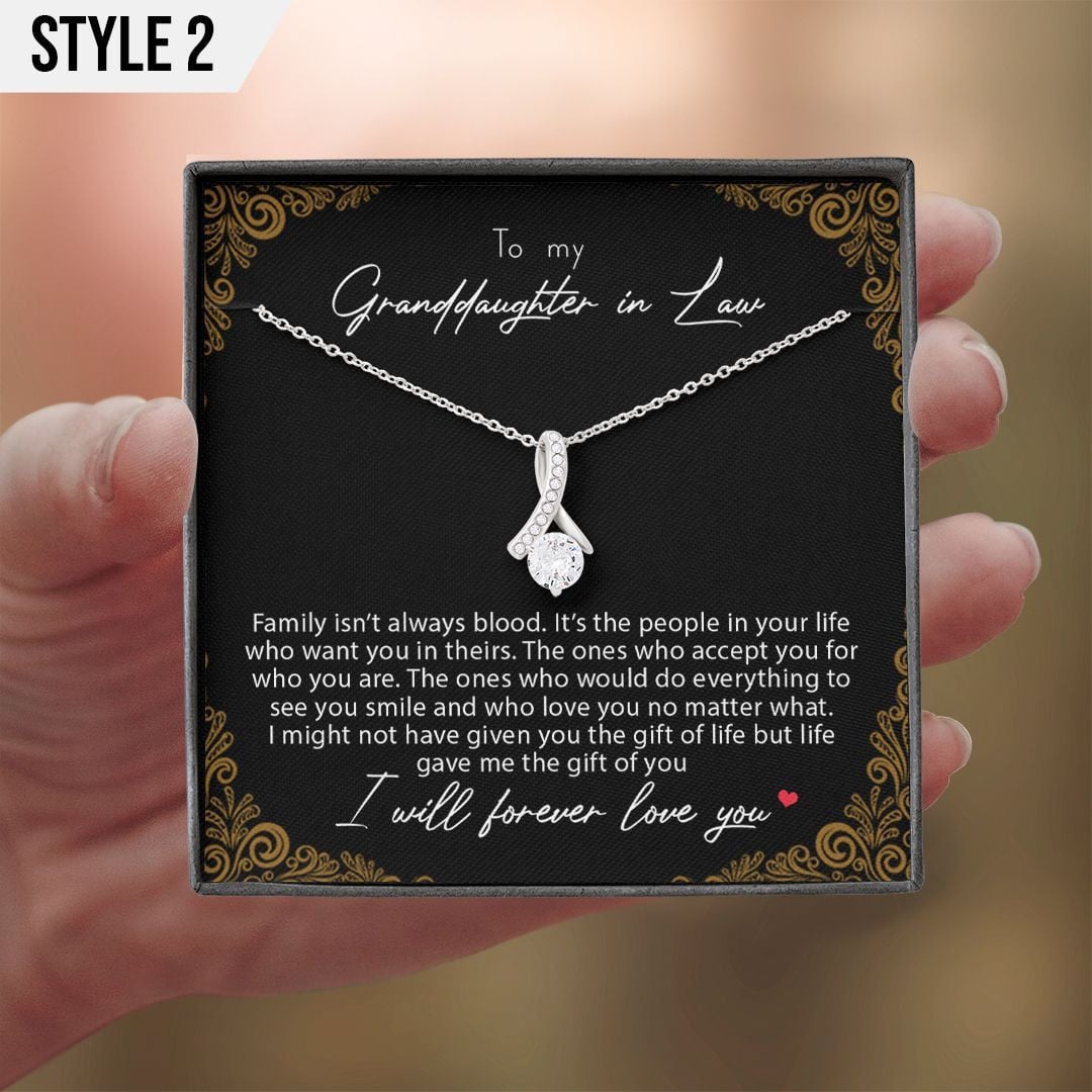 To My Granddaughter In Law Alluring Beauty Necklace Family Isn't Always Blood Personalized Gift For Granddaughter In Law