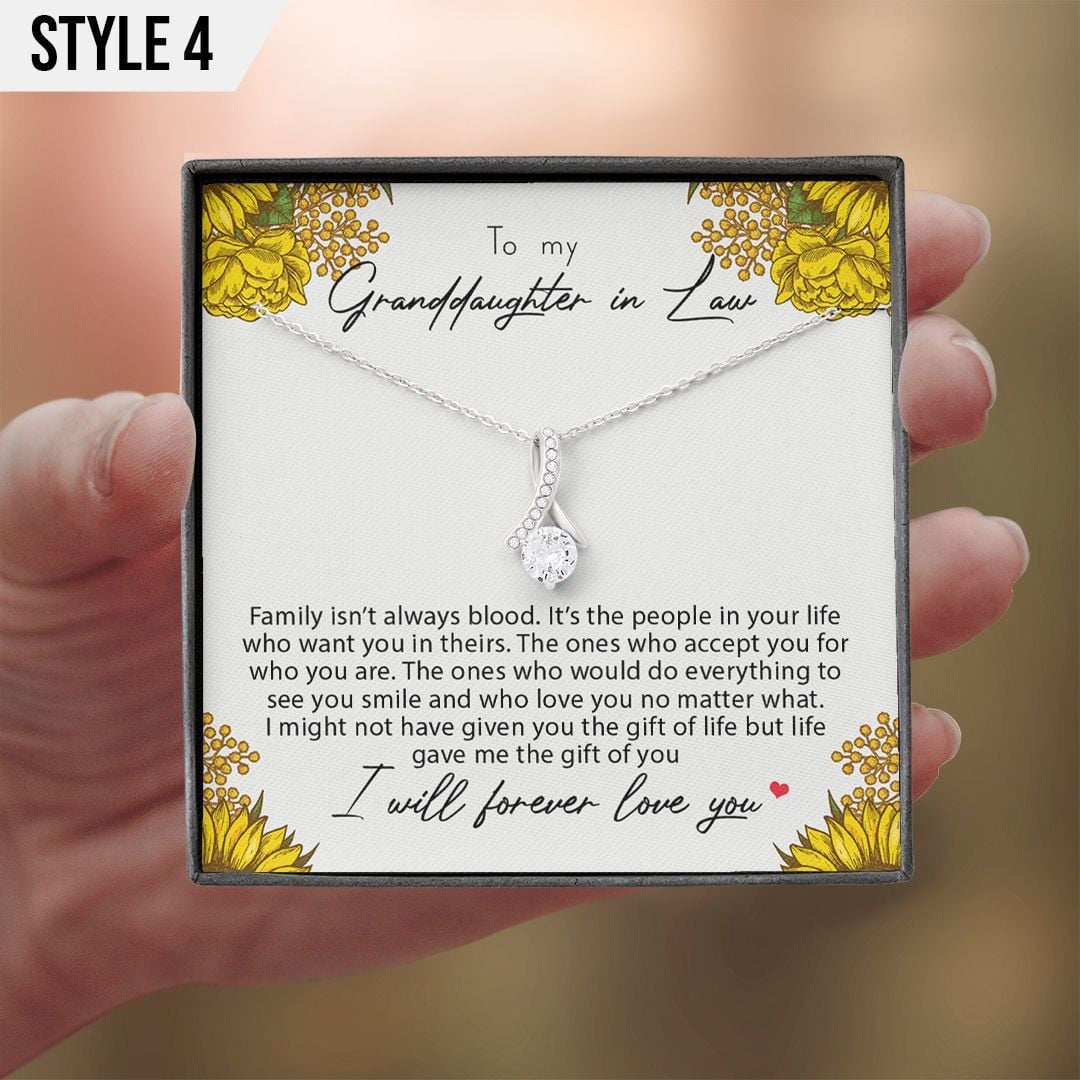 To My Granddaughter In Law Alluring Beauty Necklace Family Isn't Always Blood Personalized Gift For Granddaughter In Law