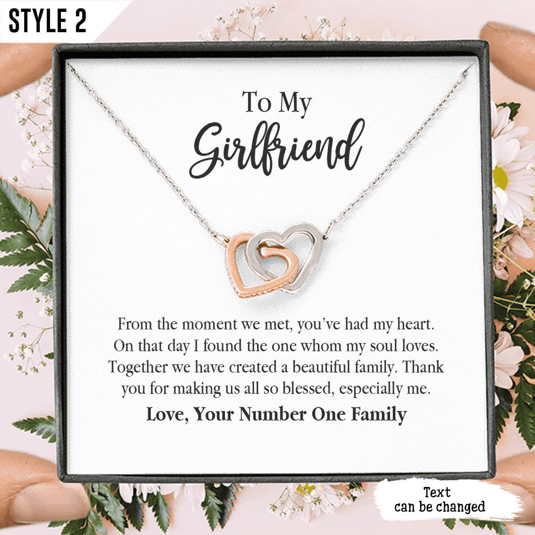 To My Girlfriend Interlocking Hearts Necklace From The Moment We Met You've Had My Heart Personalized Gift For Girlfriend