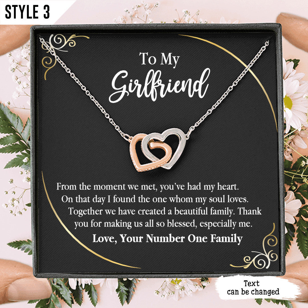 To My Girlfriend Interlocking Hearts Necklace From The Moment We Met You've Had My Heart Personalized Gift For Girlfriend