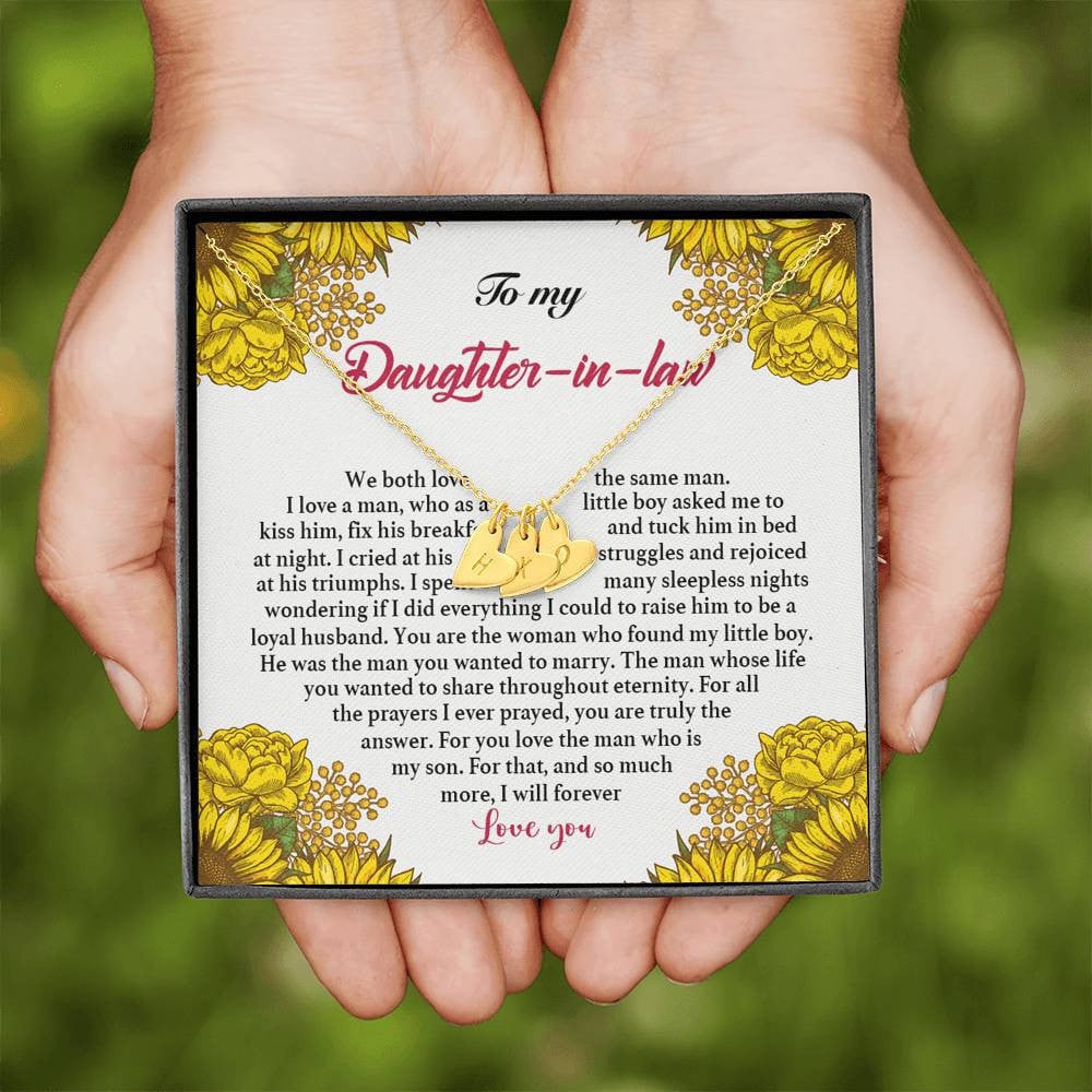 To My Daughter In Law Sweetest Hearts Necklace We Both Love The Same Man Personalized Gift For Daughter In Law