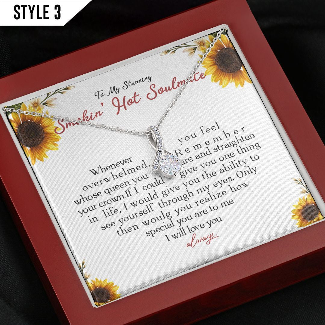 To My Wife Alluring Beauty Necklace To My Stunning Smokin Hot Soulmate Whenever You Feel Overwhelmed Personalized Gift For Wife