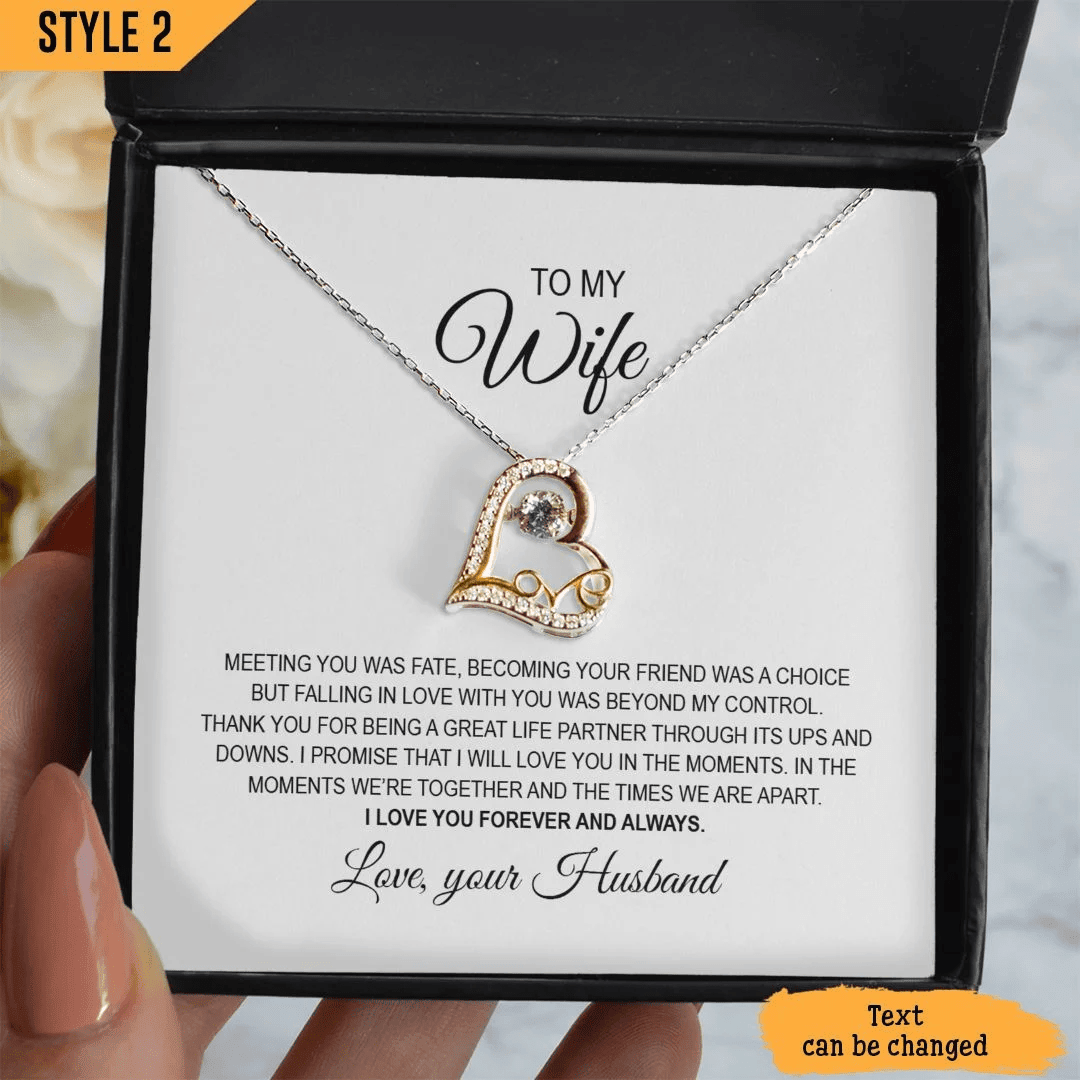 To My Wife Wishbone Dancing Necklace Meeting You Was Fate Becoming Your Friend Was A Choice Personalized Gift For Wife