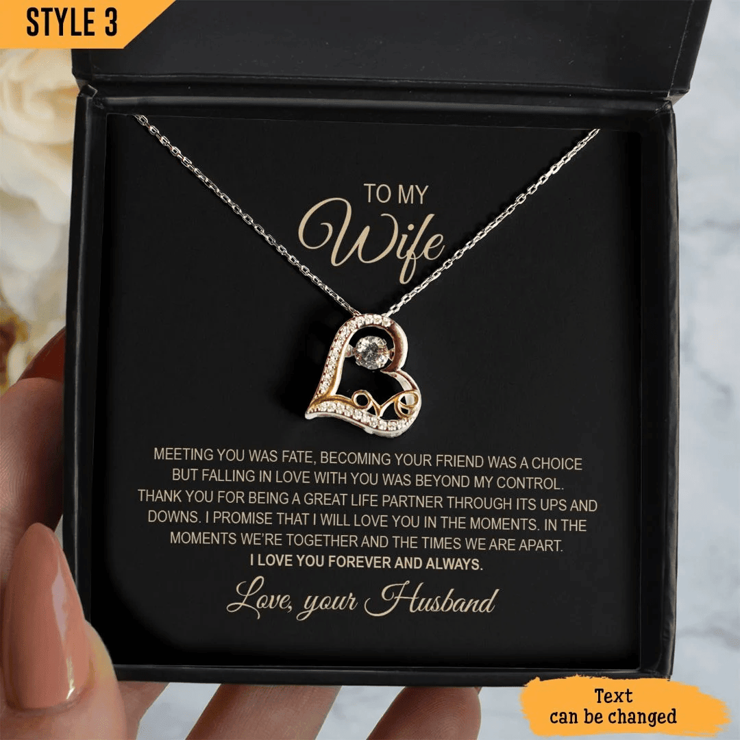 To My Wife Wishbone Dancing Necklace Meeting You Was Fate Becoming Your Friend Was A Choice Personalized Gift For Wife