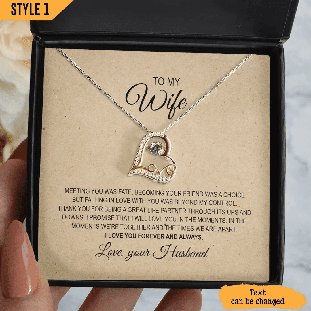 To My Wife Wishbone Dancing Necklace Meeting You Was Fate Becoming Your Friend Was A Choice Personalized Gift For Wife