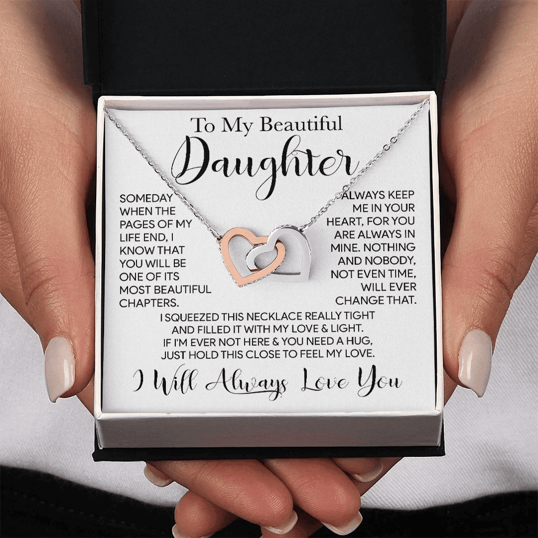To My Daughter Necklace From Dad Someday When The Pages Of My Life End Interlocking Hearts Necklace Personalized Gift For Daughter