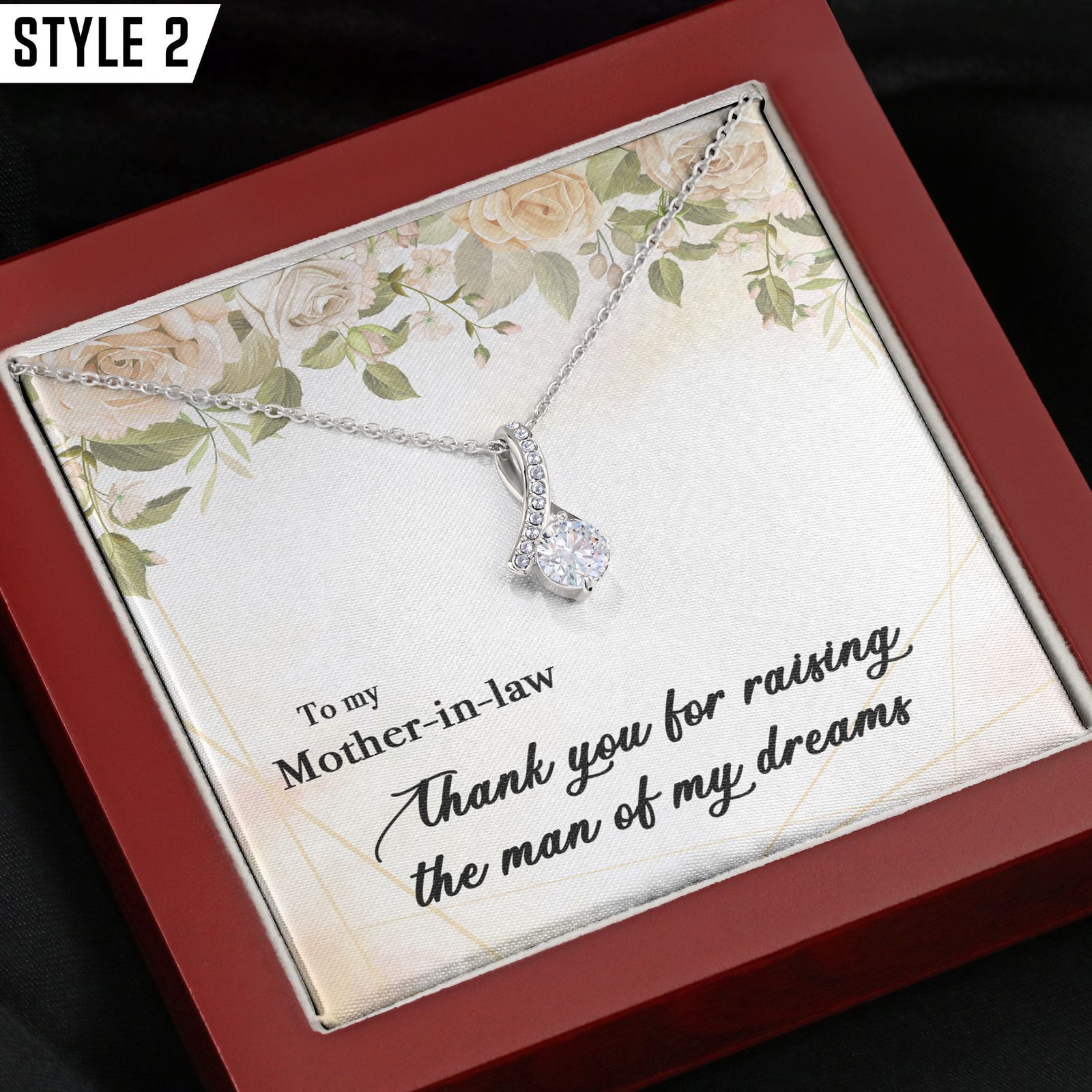 To My Mother In Law Alluring Beauty Necklace Thank You For Raising The Man Of My Dreams Personalized Gift For Mother In Law