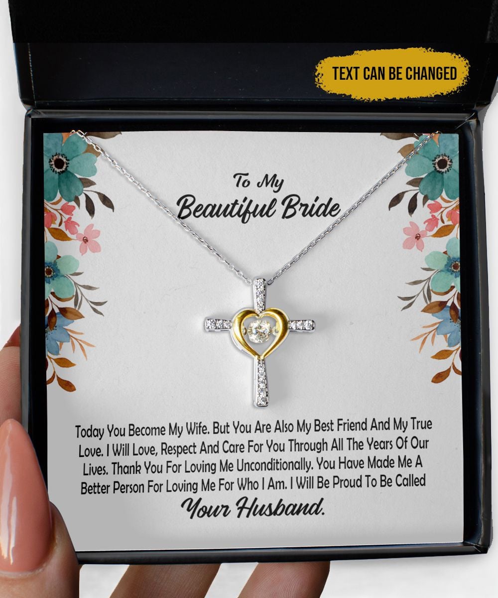 To My Wife Cross Dancing Necklace Thank You For Loving Me Unconditionally Personalized Gift For Wife