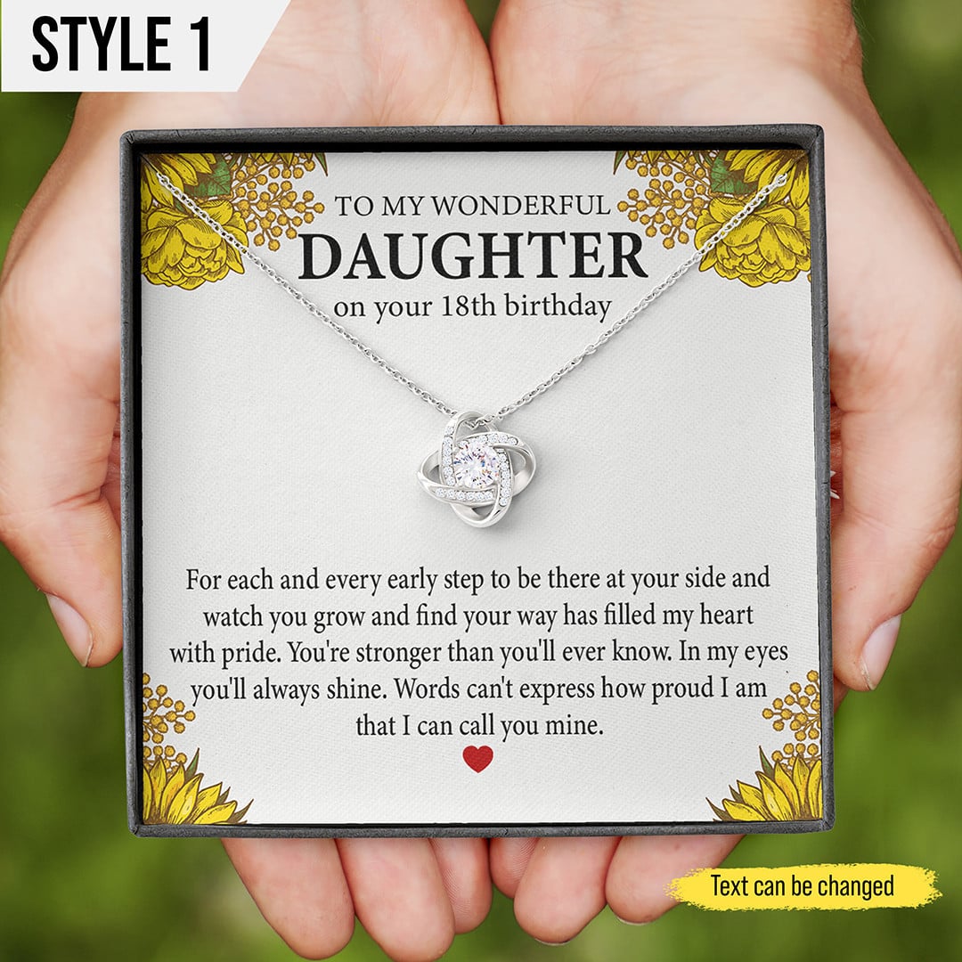To My Daughter Love Knot Necklace Personalized 18th Birthday Gift For Daughter