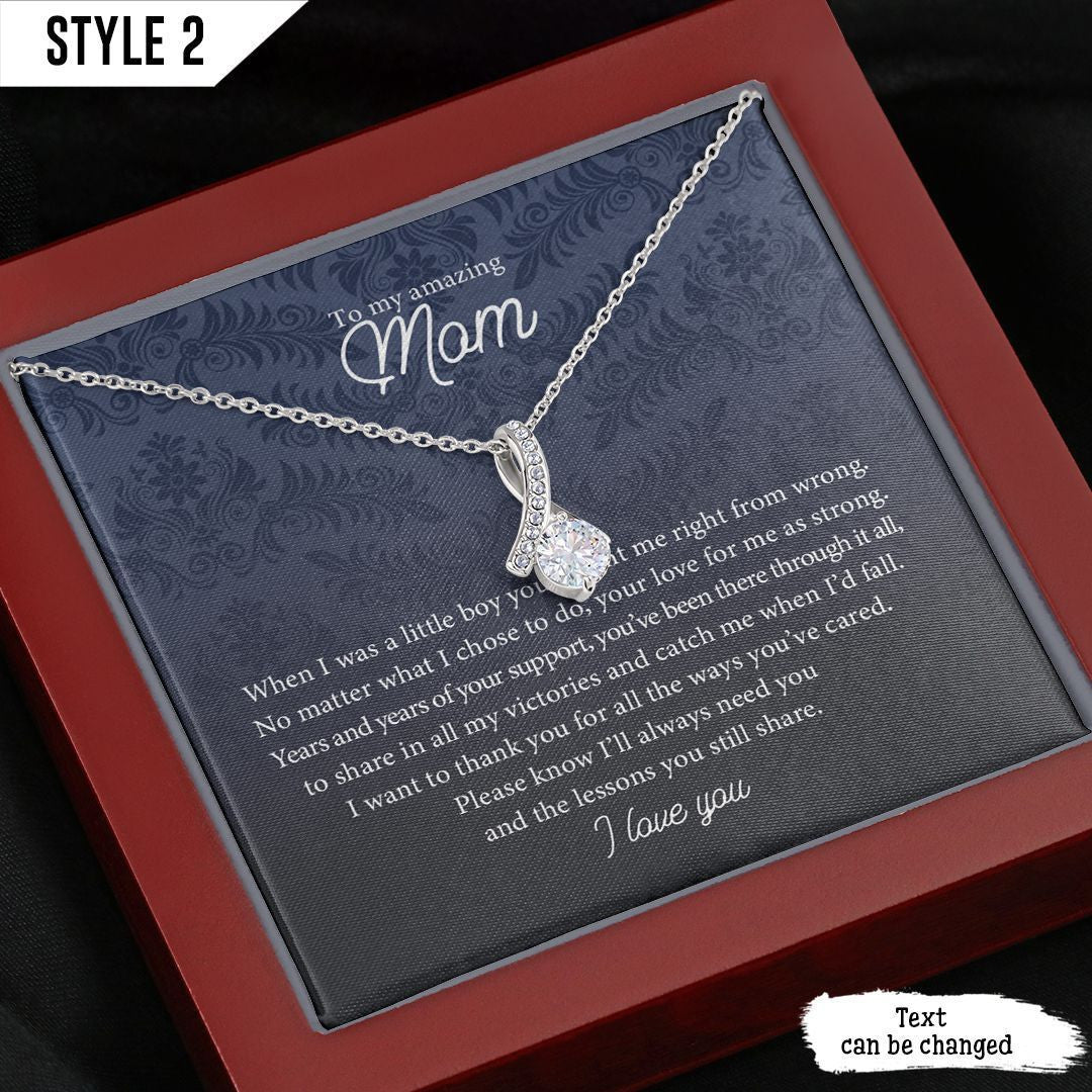 To My Mom Alluring Beauty Necklace From Son When I Was A Little Boy You Taught Me Right From Wrong Personalized Gift For Mother