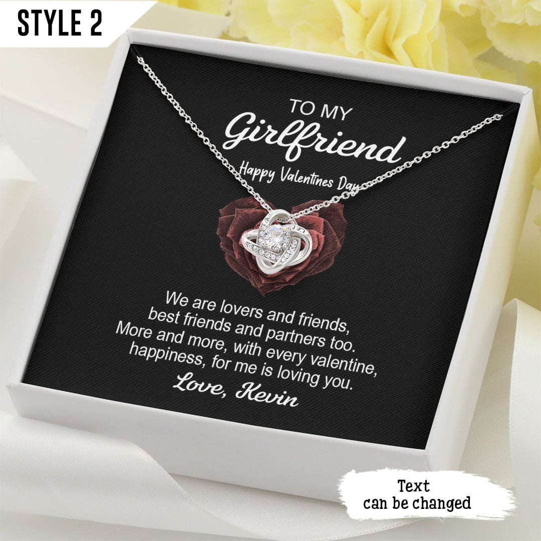 To My Girlfriend Love Knot Necklace Happy Vanlentine's Day Personalized Gift For Girlfriend
