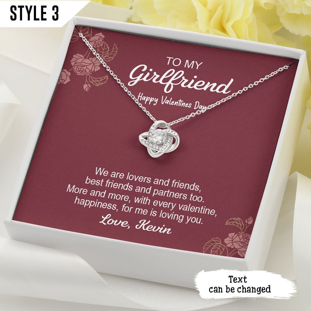 To My Girlfriend Love Knot Necklace Happy Vanlentine's Day Personalized Gift For Girlfriend