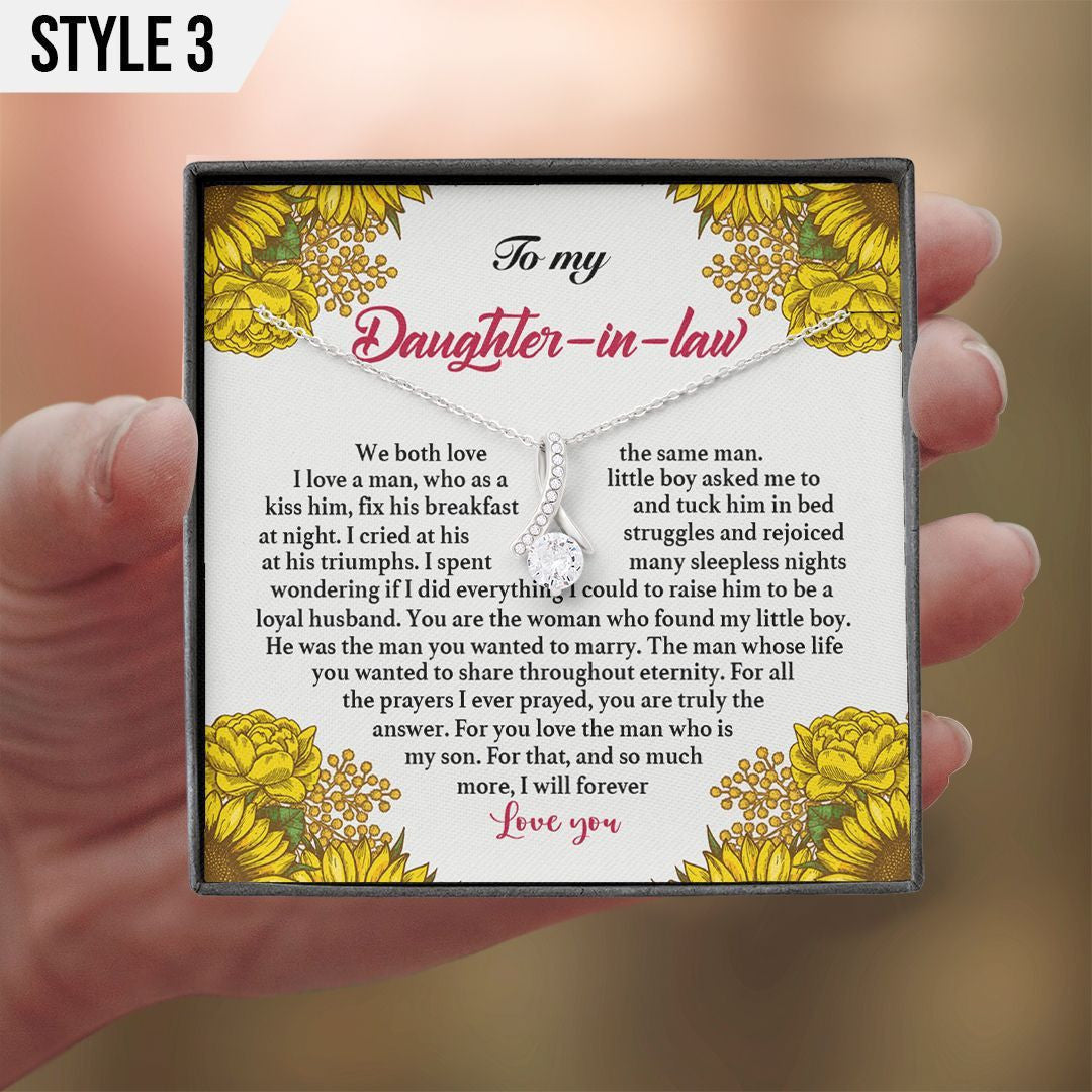 To My Daughter In Law Alluring Beauty Necklace We Both Love The Same Man Personalized Gift For Bride