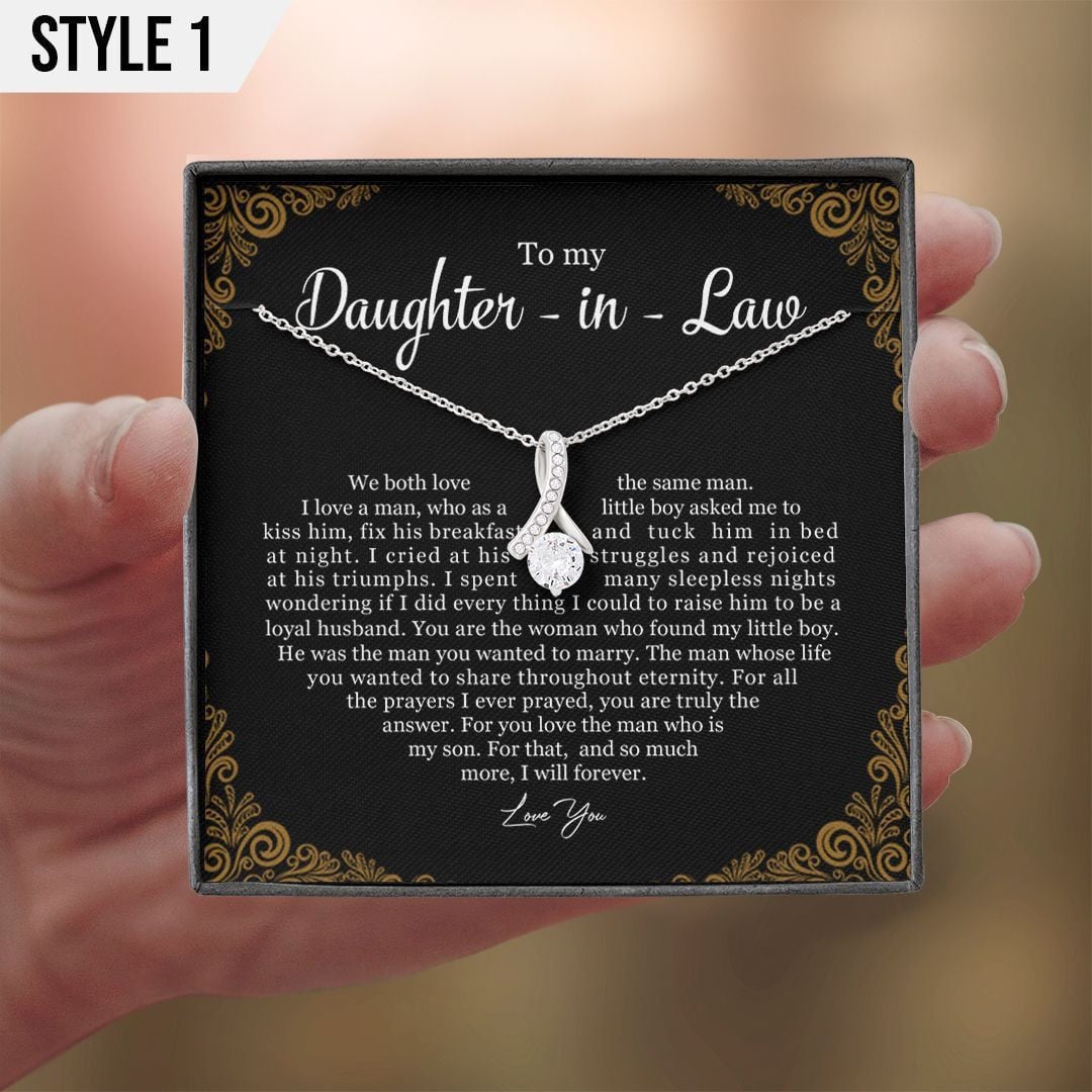 To My Daughter In Law Alluring Beauty Necklace We Both Love The Same Man Personalized Gift For Bride