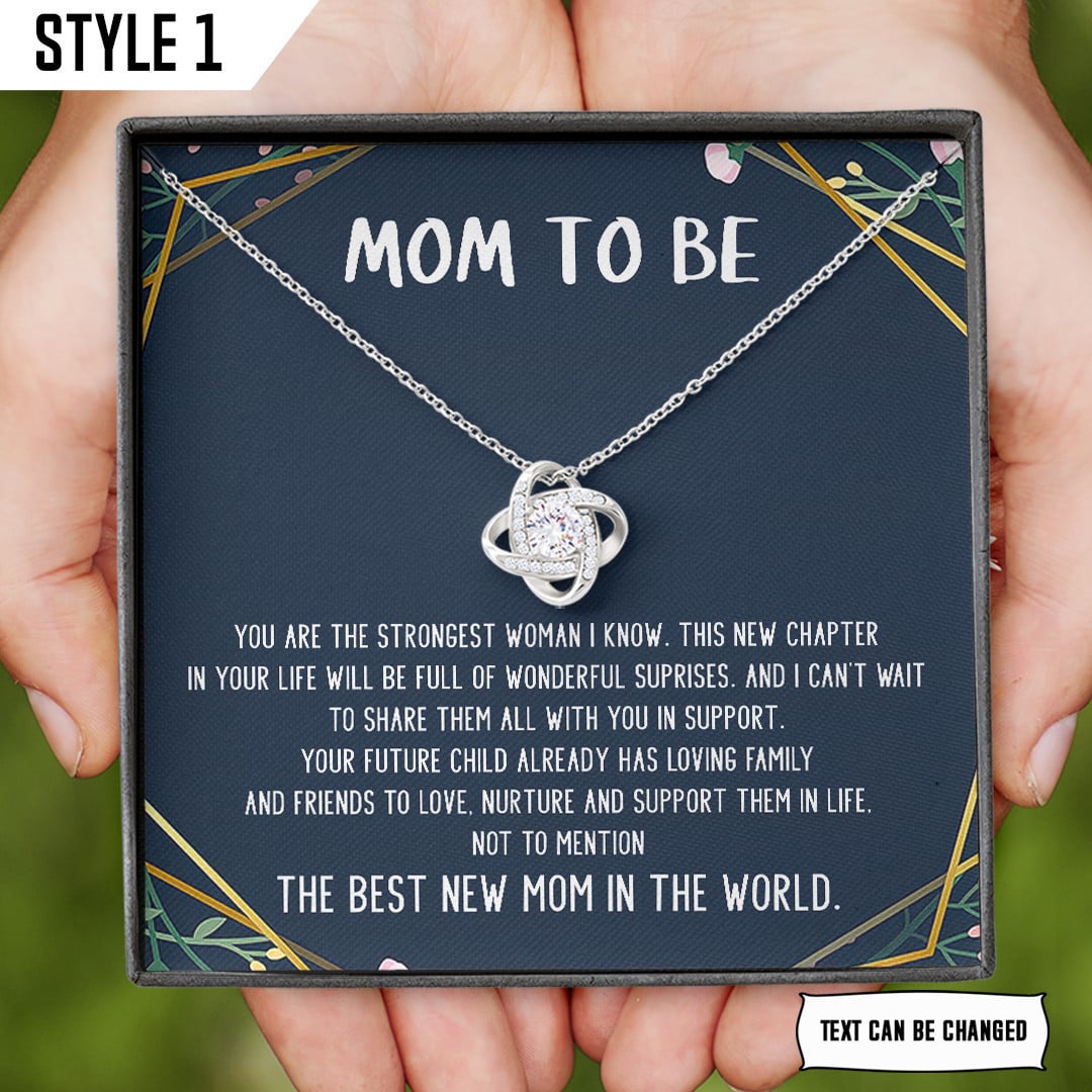 Mom To Be Love Knot Necklace You Are The Strongest Woman I Know Personalized Gift For Expecting Mom Gift For Pregnant Wife