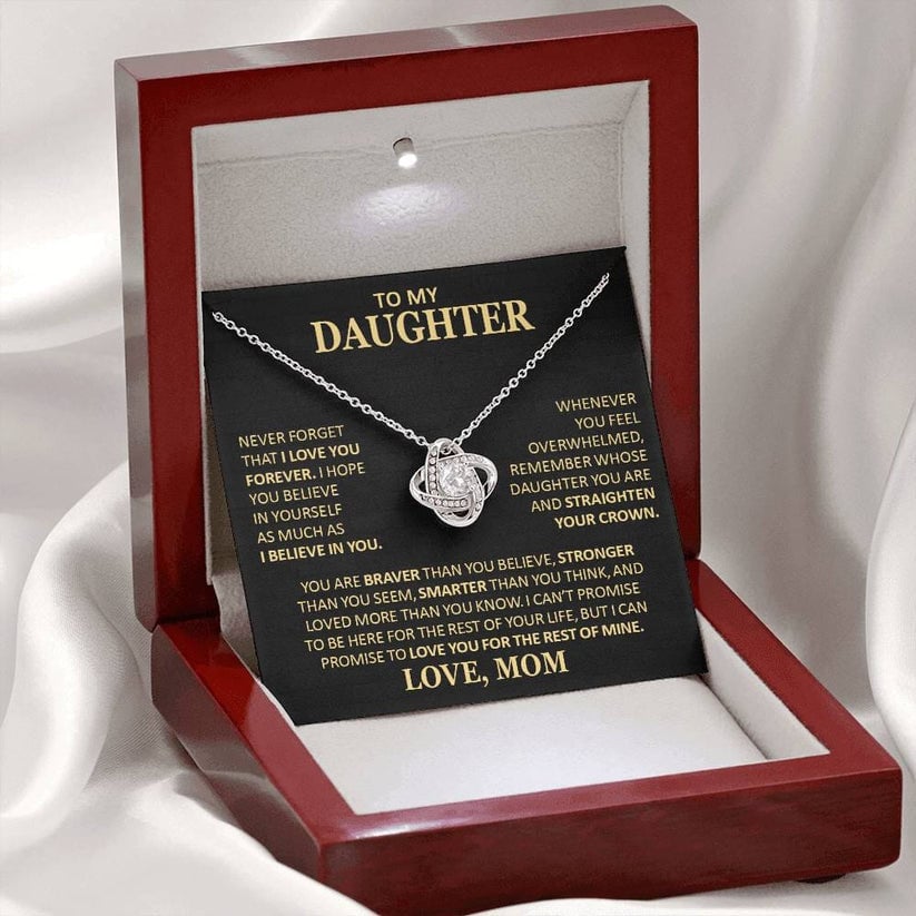 Beautiful Gift for Daughter From Mom "Never Forget That I Love You" Necklace