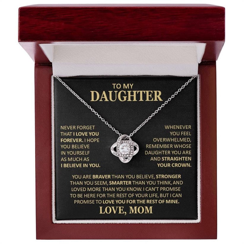 Beautiful Gift for Daughter From Mom "Never Forget That I Love You" Necklace