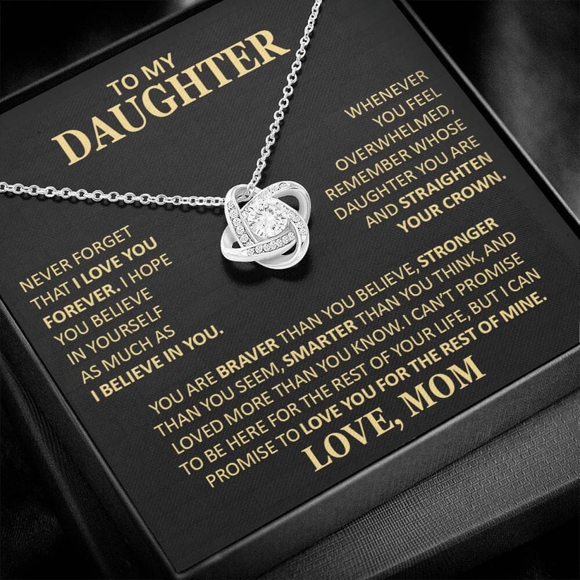 Beautiful Gift for Daughter From Mom "Never Forget That I Love You" Necklace