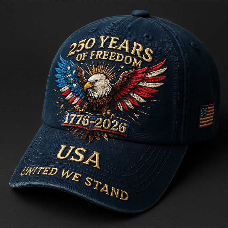 250 Years America Anniversary Hat Eagle USA Flag United We Stand Cap Presents For Him