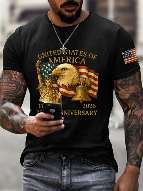 Statue Of Liberty Eagle Bell 250th Anniversary T-Shirt Patriotic American Symbols Gifts